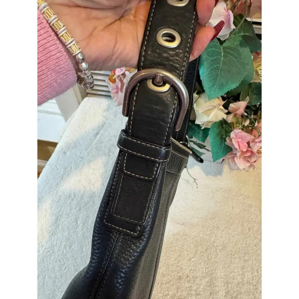 Y2K COACH F12319 PEBBLED LEATHER SHOULDER CROSSBODY BAG BLACKPURSE(150